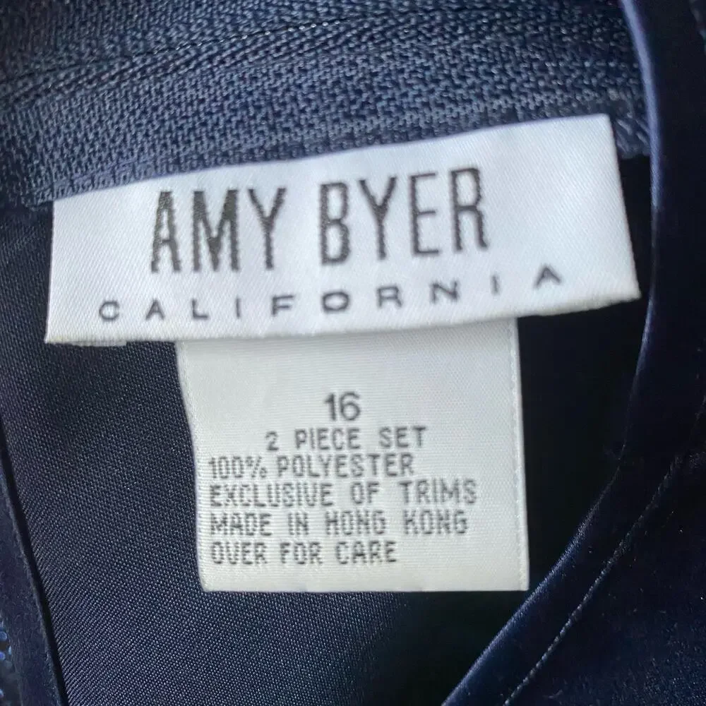 Amy Byer Girls Navy Blue Slip Dress Jacket Two Piece Cocktail Evening Set 16